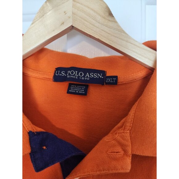 U.S. Polo assn Men's Golf Short Sleeve Orange Polo XXL Tal - Picture 3 of 8